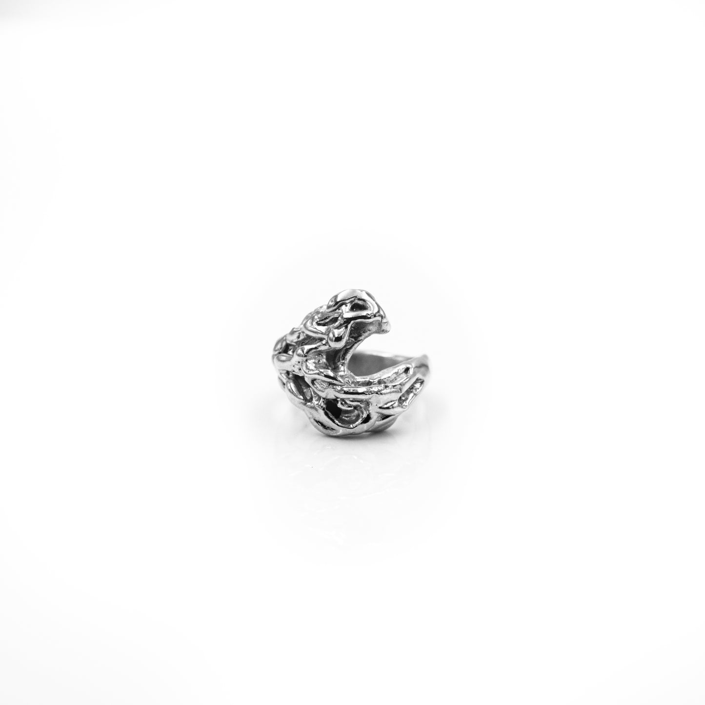 Sterling Silver Ring - Contemporary Jewelry - Half Finger Ring - Organic Free Form Ring - Made to Order - Poseidon Pinky Ring