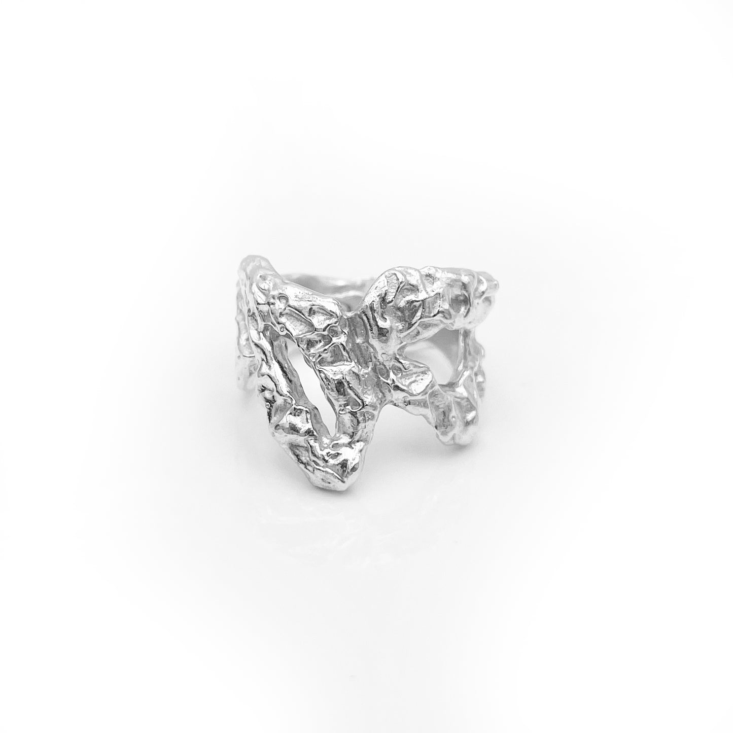 Fashionable Ring - Sterling Silver Ring - Cocktail Ring - Organic Jewelry - Designer Ring - Asymmetric Design -Different Style - Omega Ring