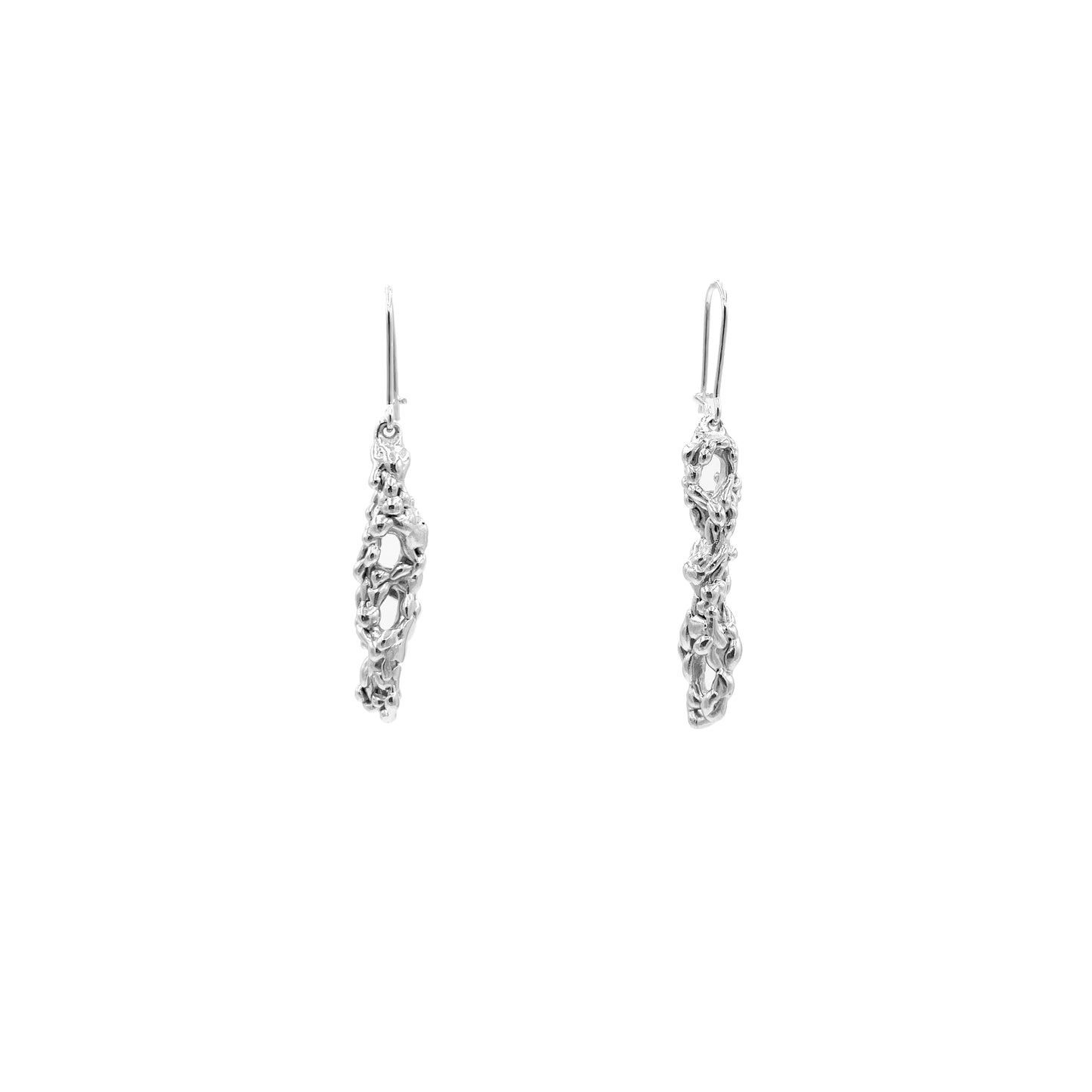 Sterling Silver Earrings Two Souls - Silver Asymmetric Ring - Solid Silver Earrings - Unique Style Earrings - Bubbly Earrings -Nice Earrings
