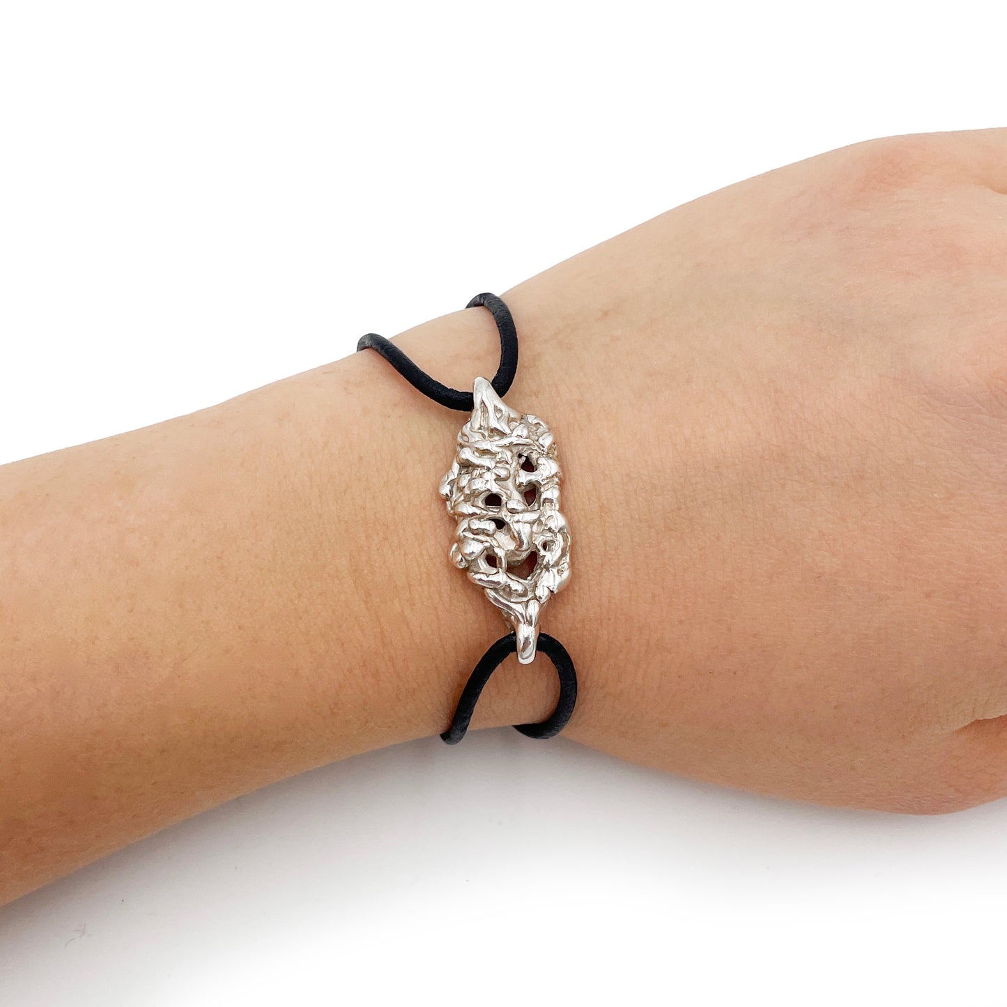 Anacharsis Bracelet | Beautiful Bracelet | Clear Silver | Leather Cord | Small Silver Bracelet | Unique Bracelet