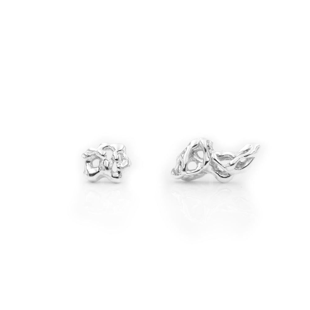 Asymmetrical Twist Spike Earrings in Sterling Silver
