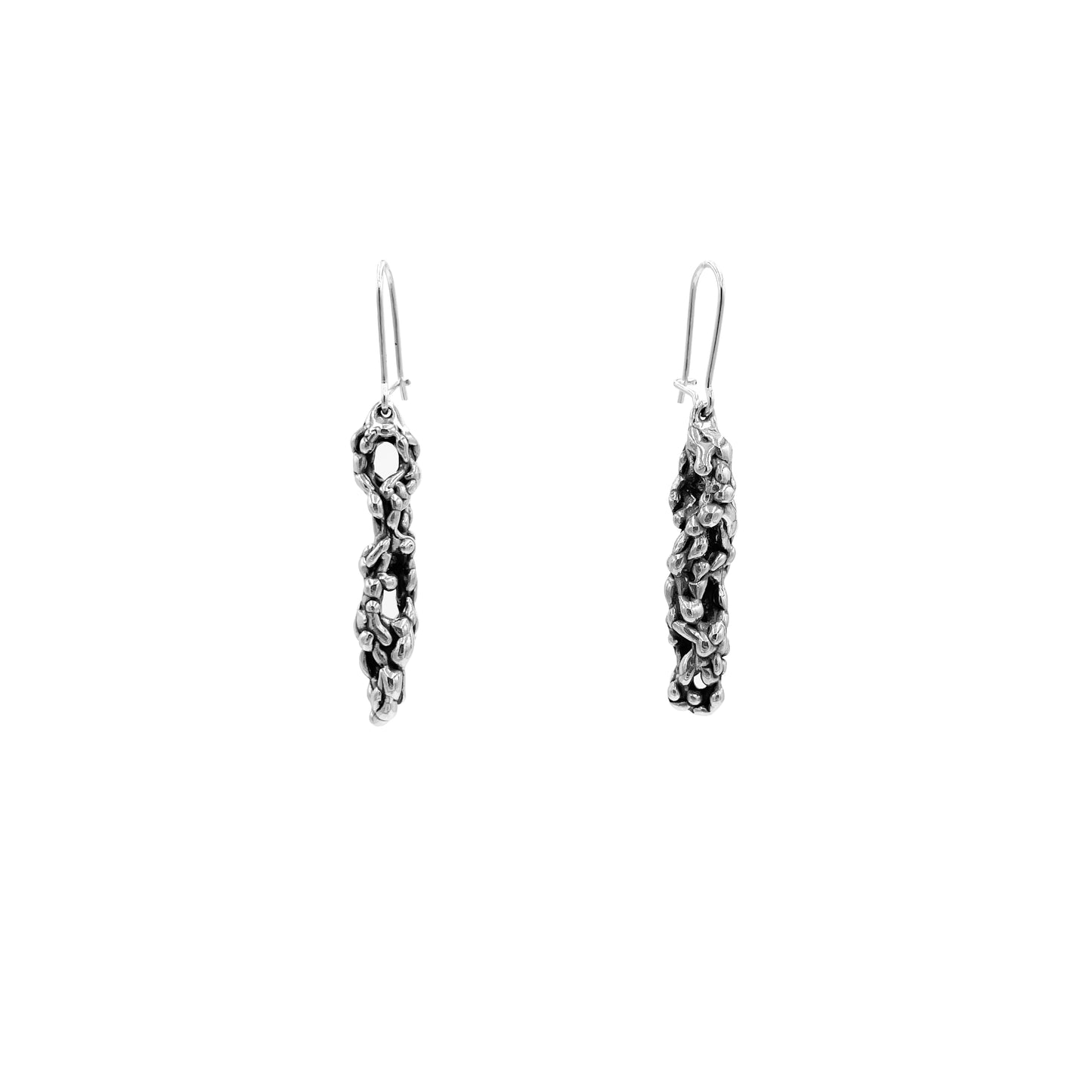 Sterling Silver Earrings Two Souls - Silver Asymmetric Ring - Solid Silver Earrings - Unique Style Earrings - Bubbly Earrings -Nice Earrings