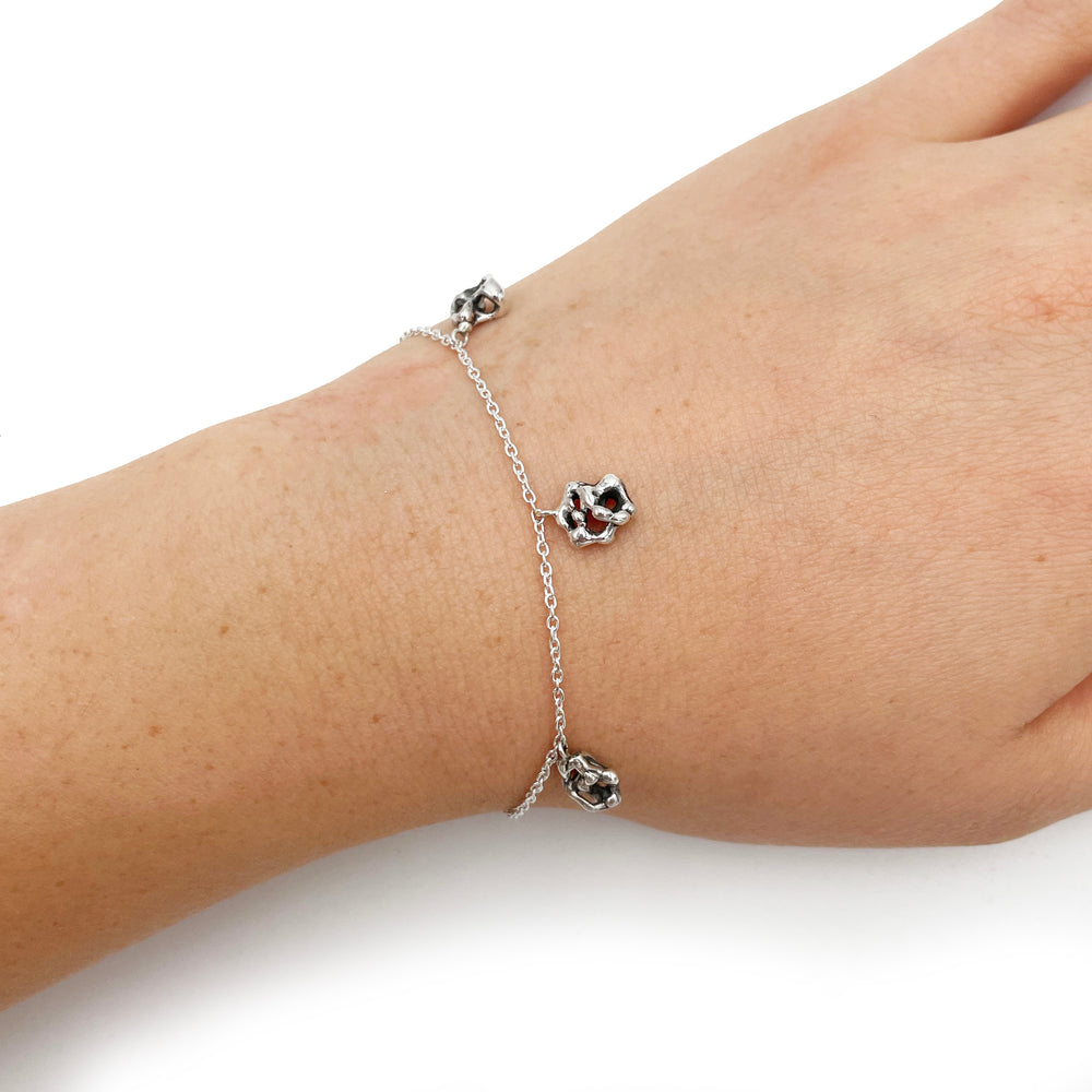 Asteria Three Charm Bracelet - Dainty Chain Bracelet - Designer Jewelry - Sterling Silver Chain Bracelet - Free Form