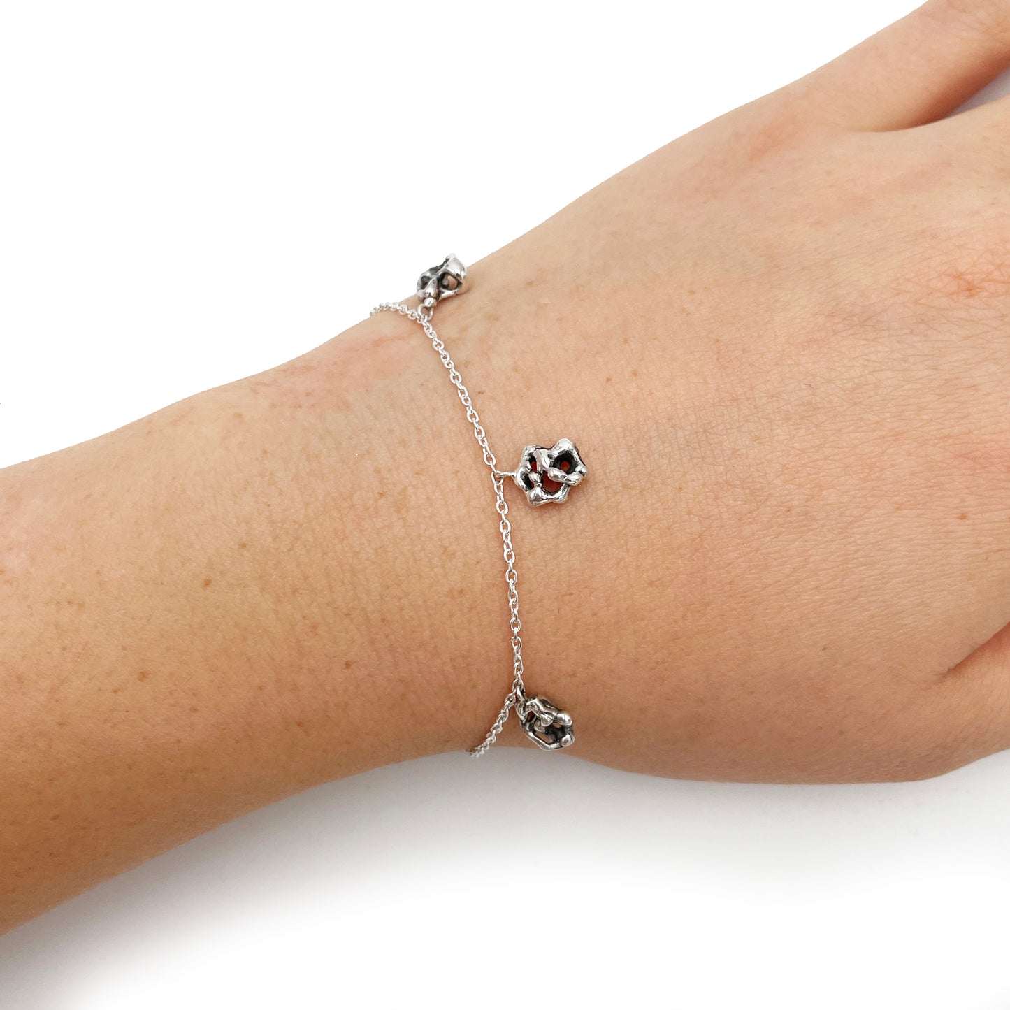 Asteria Three Charm Bracelet - Dainty Chain Bracelet - Designer Jewelry - Sterling Silver Chain Bracelet - Free Form
